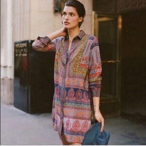 Anthropologie Cassablanca Bohemian silk Shirt Dress